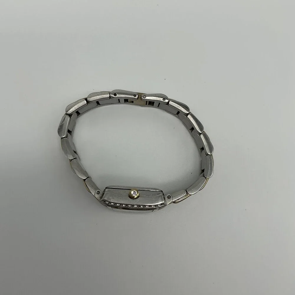 Fossil ES-2123 Womens Watch 20mm Silver Two Tone Crystal New Battery 5.75